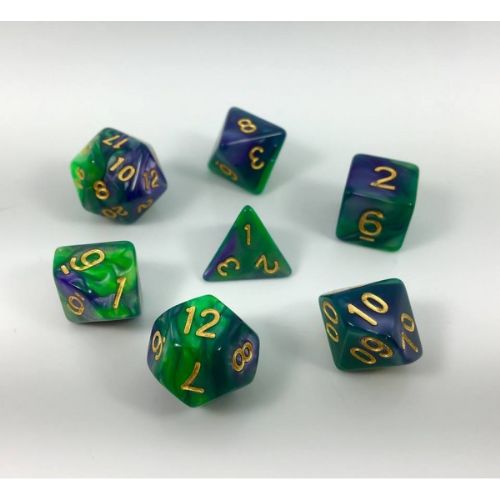 Green and Purple Blend Roleplaying Dice Set ideal for DND